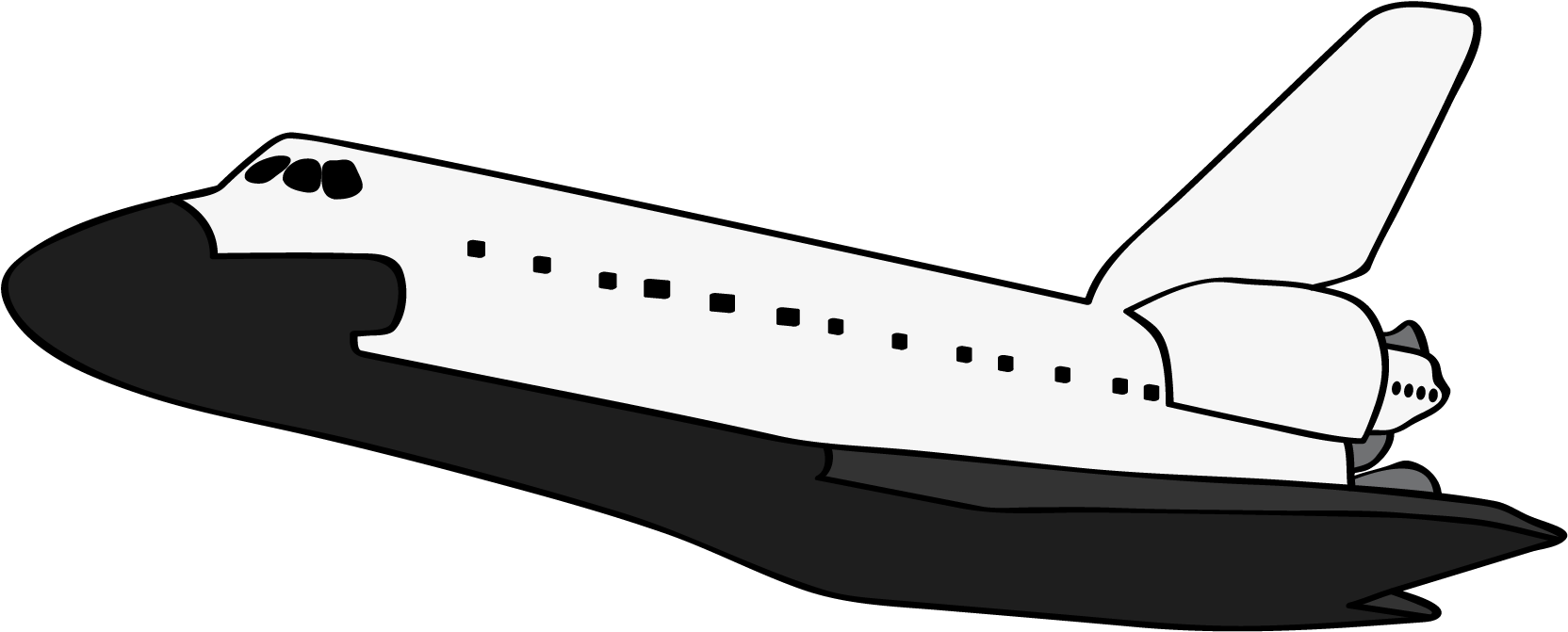 Clipart Space Shuttle - Black And White Space Shuttle - Png Download (1817x803), Png Download