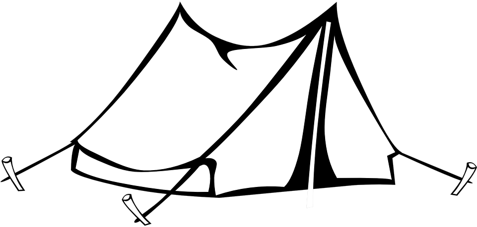 Tent Clipart Black And White - Png Download (960x480), Png Download