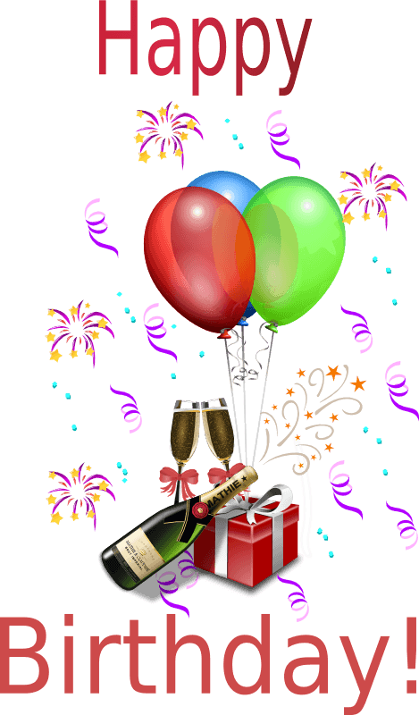Happy Birthday Daughter In Law Clipart - Happy Birthday Wine And Balloons - Png Download (469x800), Png Download