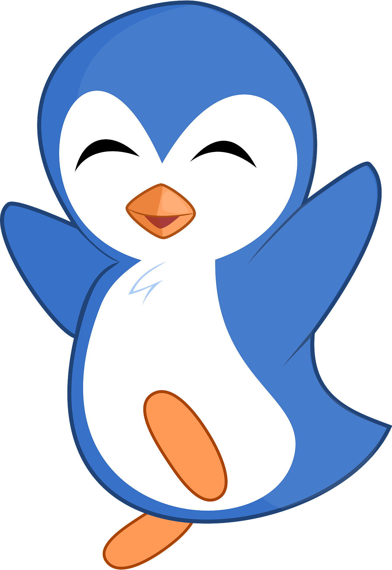 Open Clip Art - Cute Blue Cartoon Penguin - Png Download (999x1449), Png Download