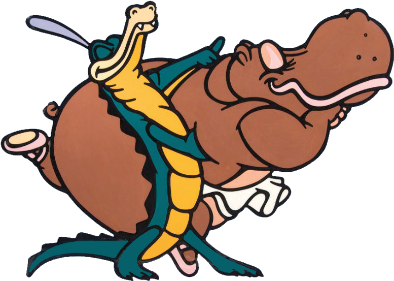 Fantasia Clipart - Crocodile And Hippo Fantasia - Png Download (856x599), Png Download