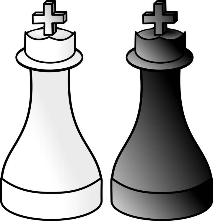 Chess Piece Xiangqi King White And Black In Chess - Black And White Queen Chess Pieces Clipart - Png Download (721x750), Png Download