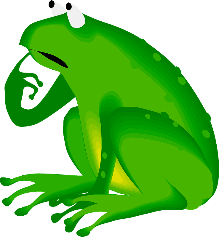 Green Frog Cartoon Clip Art - Frog Thinking - Png Download (552x596), Png Download