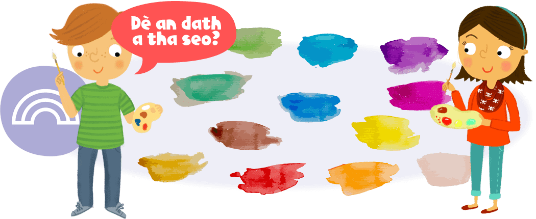 Two Kids With Paintbrushes Asking About Colour - Color Clipart (1050x430), Png Download