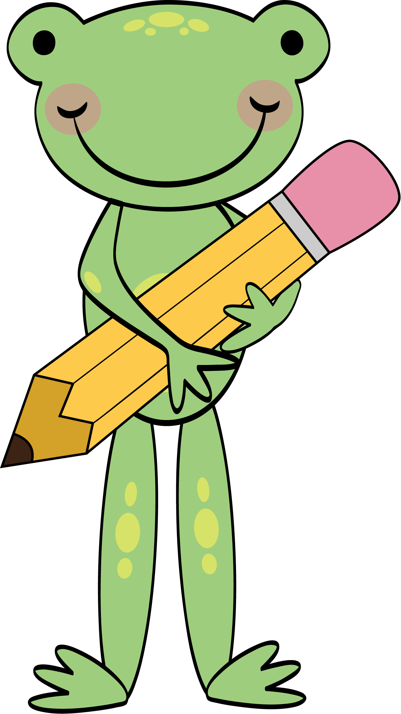 Pencil Clipart Frog - Frog With Pencil - Png Download (1383x2463), Png Download