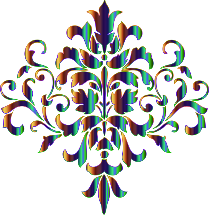 Damask Stencil Designs Ornament Textile - Damask Png Clipart (729x750), Png Download