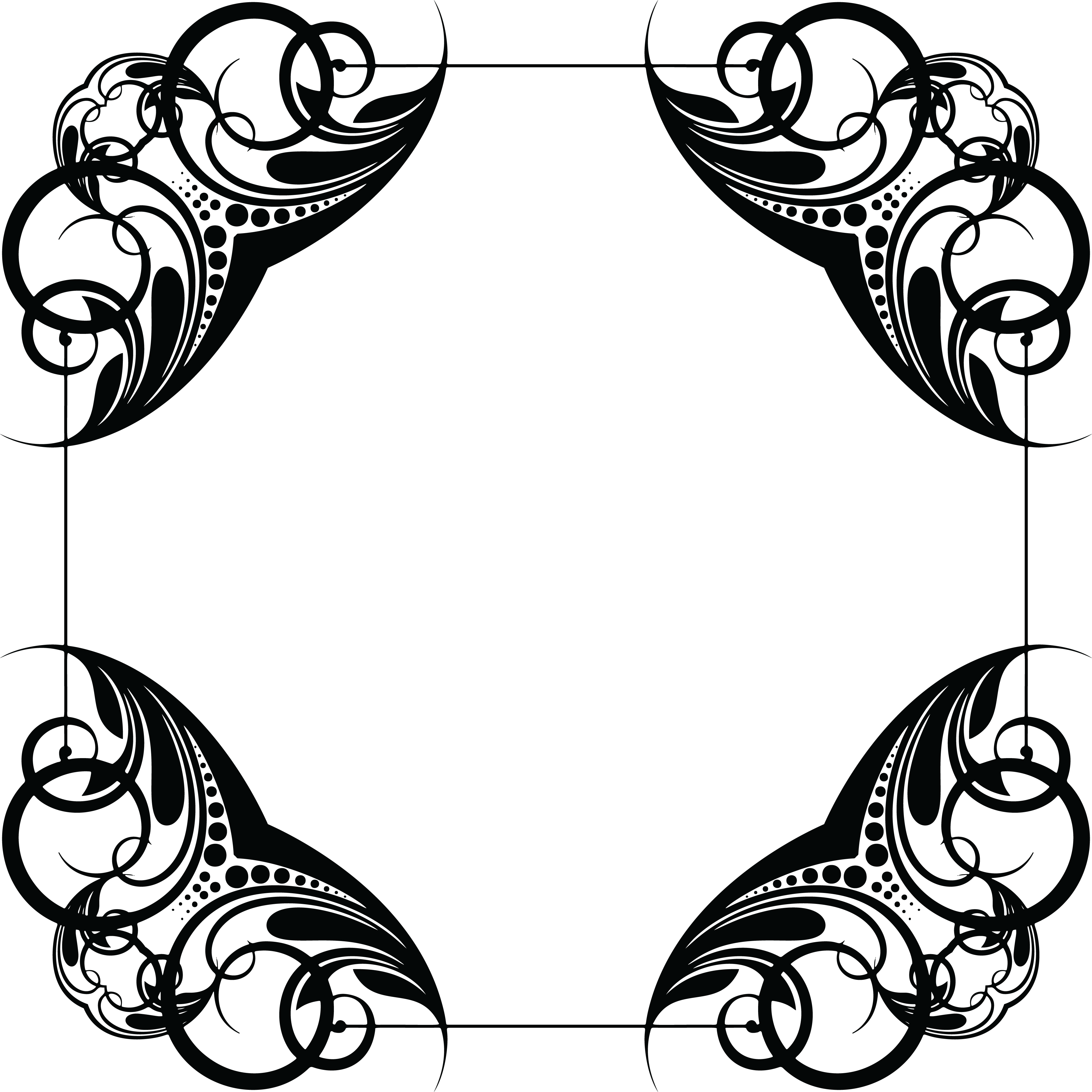 Free Clipart Of A Frame Design Element - Line Art Corner Design - Png Download (4000x4000), Png Download
