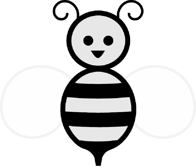 Shapes Clipart Cute - Black And White Cartoon Bees - Png Download (800x685), Png Download