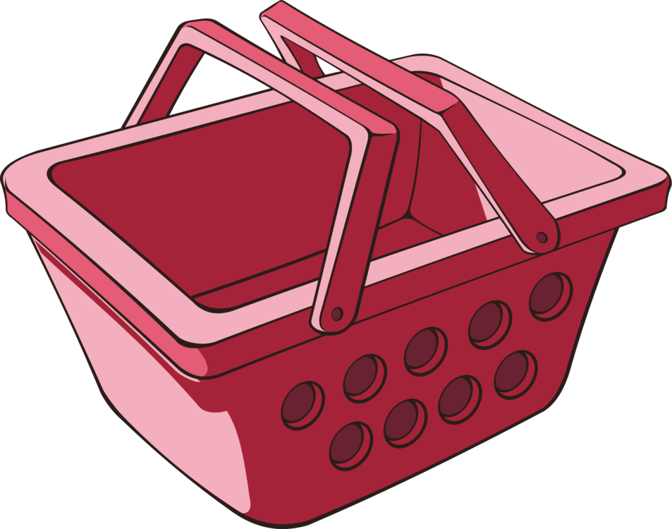 Basket Wicker Shopping Cart Plastic Container - Basket Clipart (953x750), Png Download