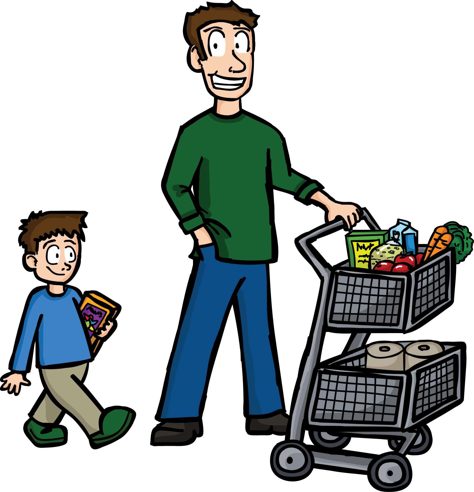 Clip Transparent Library Buy Clipart Food Shopping - Father Buying Foods Clip Art - Png Download (1611x1672), Png Download