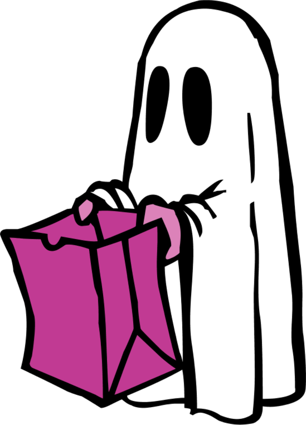 Ghost With Bag Colour - Please Take One Halloween Sign Printable Clipart (600x832), Png Download