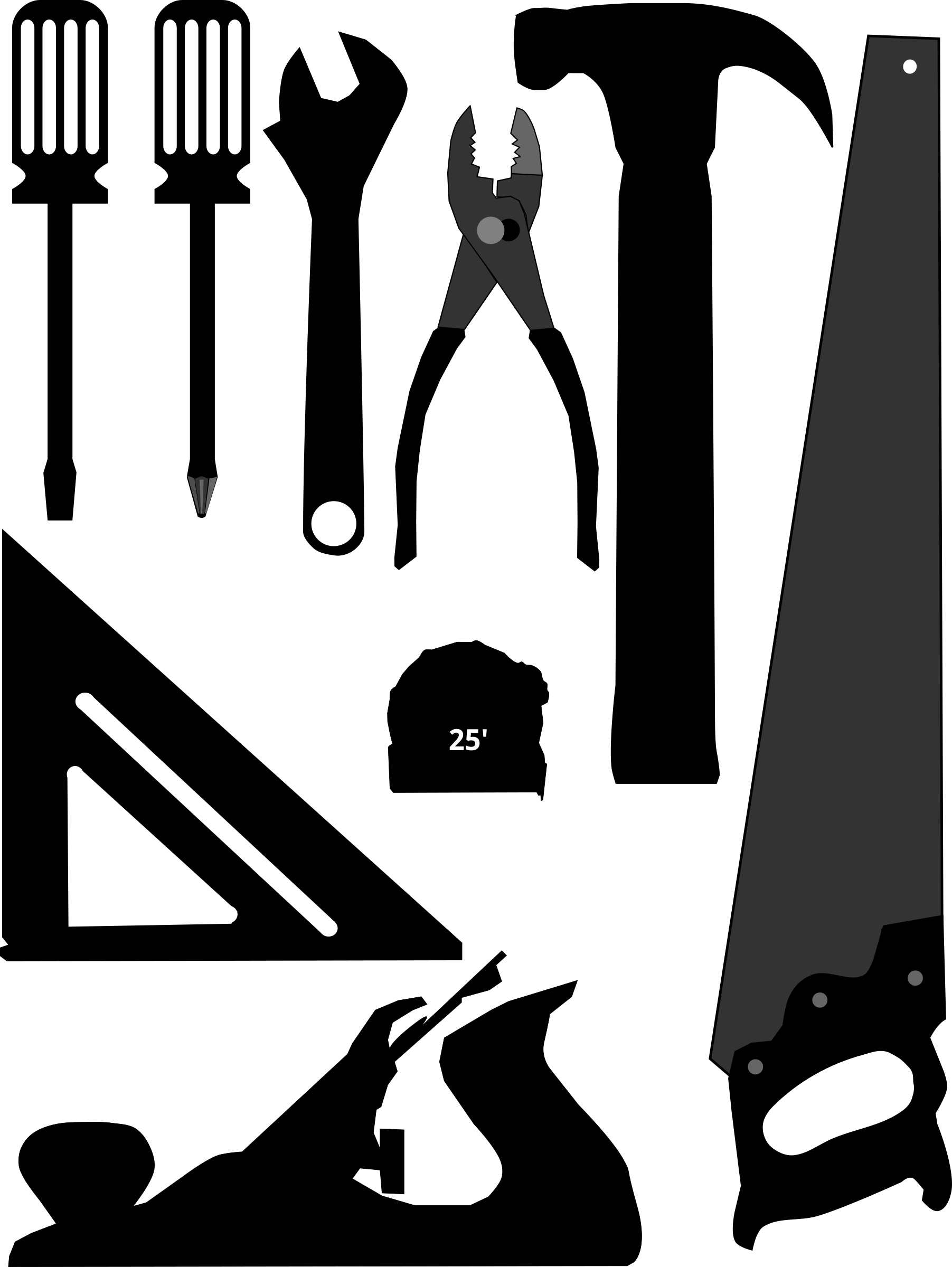 Clipart - Tools Silhouette Clip Art - Png Download (1803x2400), Png Download