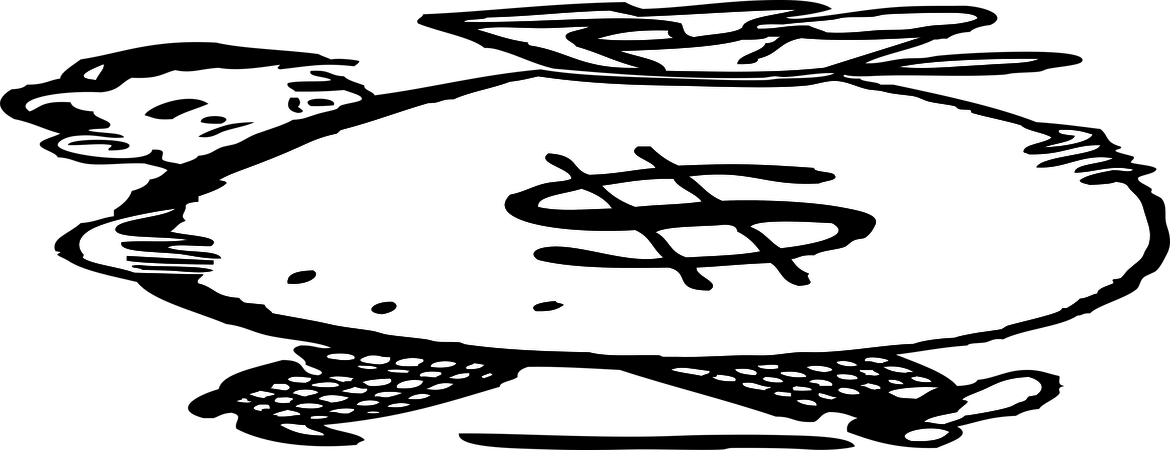Price Clipart Sign - Money Bag Black And White - Png Download (1170x450), Png Download