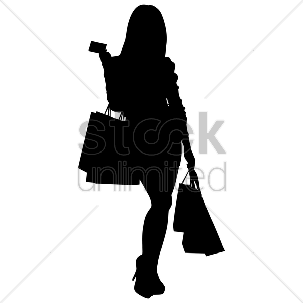 Shopping Clipart Shopping Bag - Women Shopping Bag Silhouette - Png Download (600x600), Png Download