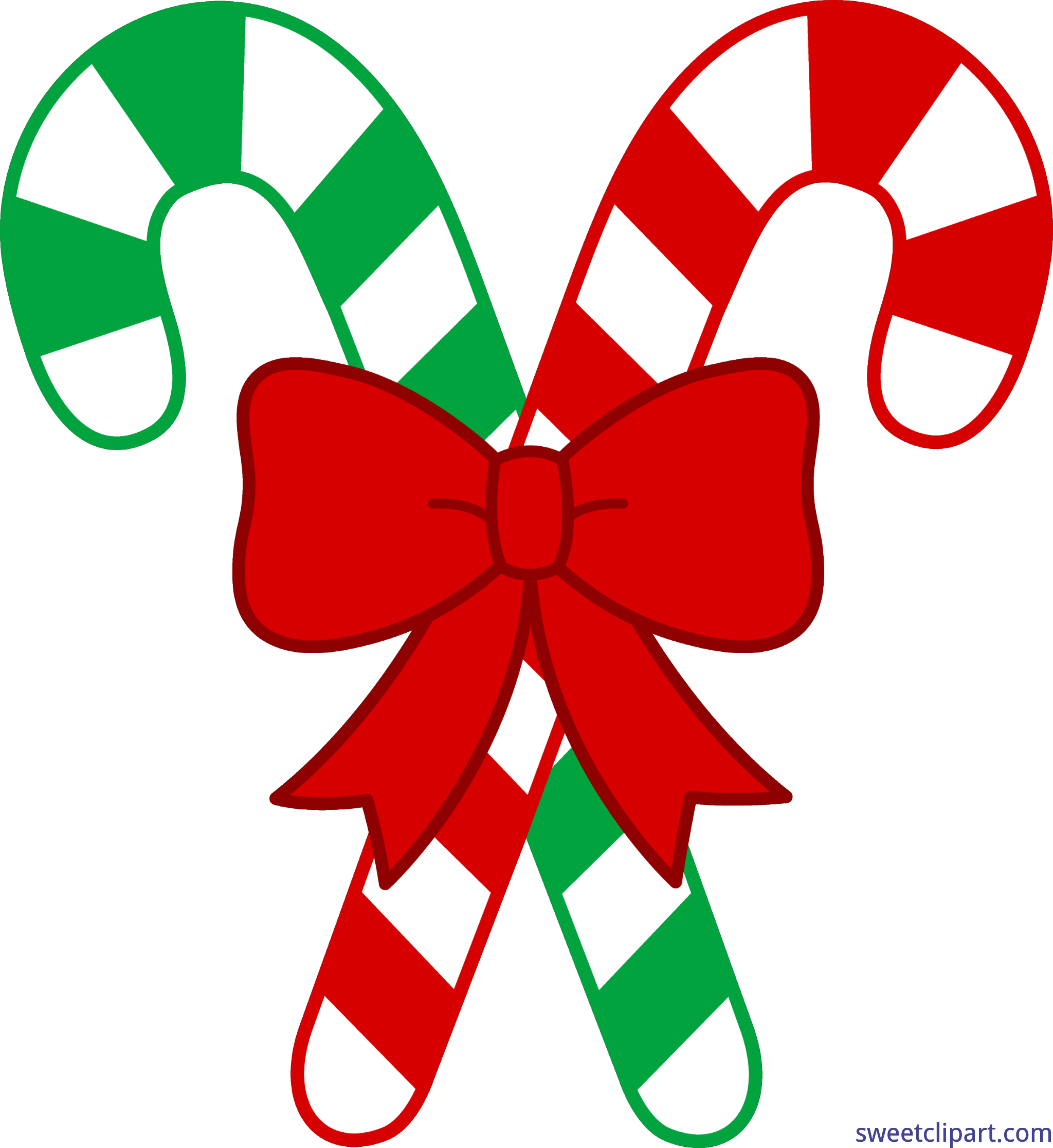 Image Free Library Red Green Canes Bow Clip Art Sweet - Png Download (4847x5284), Png Download