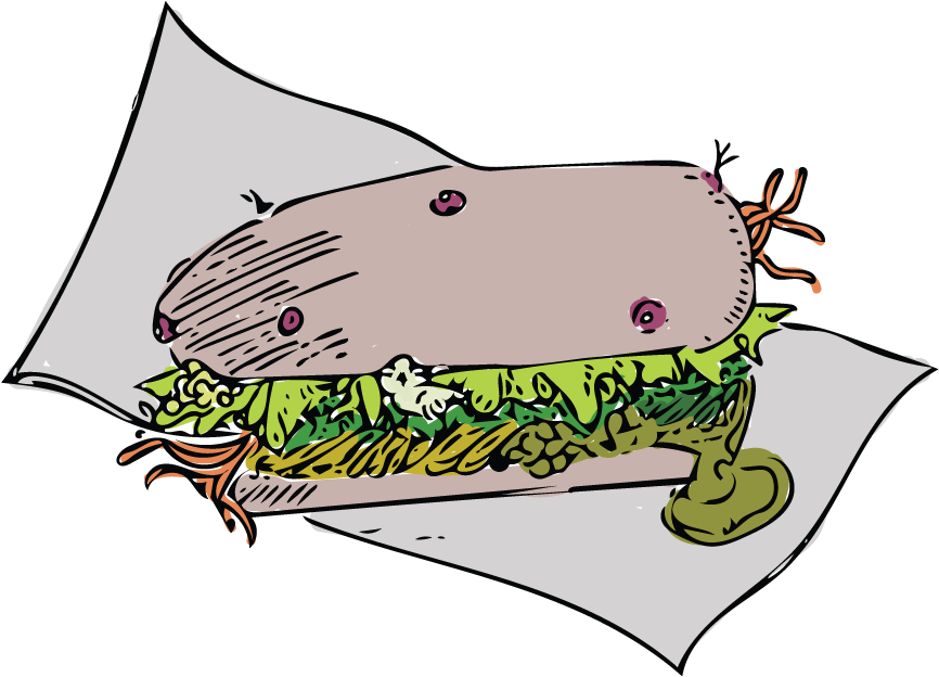 Daily Tar Hell - Gross Sandwich Cartoon Clipart (879x628), Png Download