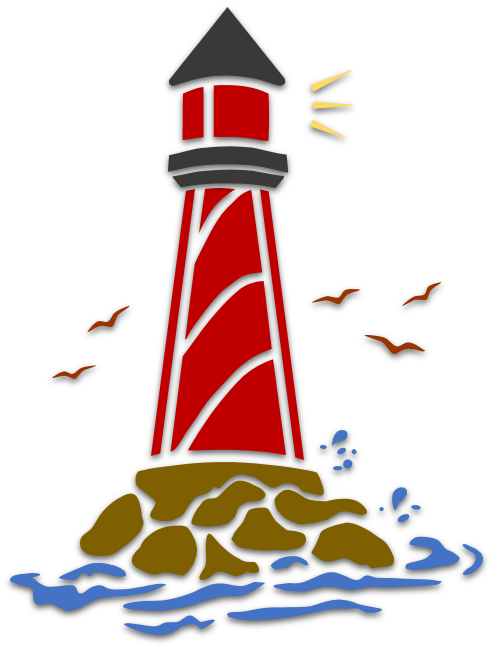 Miscellaneous Clipart Art & Islamic Graphics Casa De - Lighthouse With Rocks Stencil - Png Download (493x648), Png Download