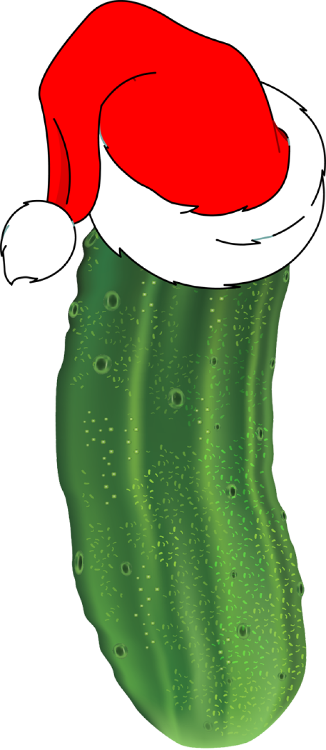 Christmas Ornaments, Pickle Clipart Christmas Pencil - Pickle With Santa Hat - Png Download (640x1470), Png Download