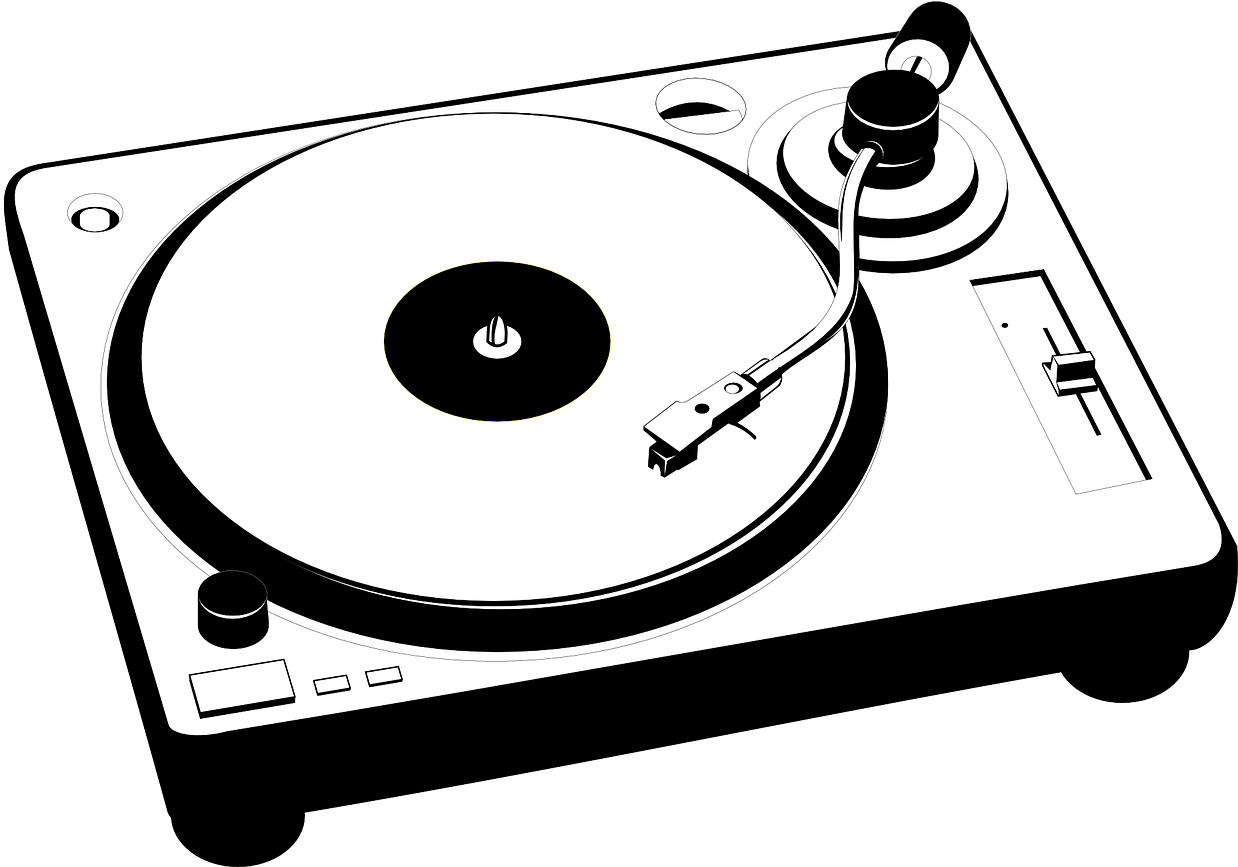 Turntables Black And White Clipart (1280x866), Png Download