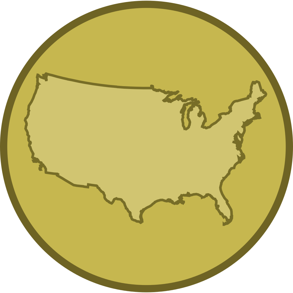 Pewter Medal Us - Us With Alaska And Hawaii Clipart (1024x1024), Png Download