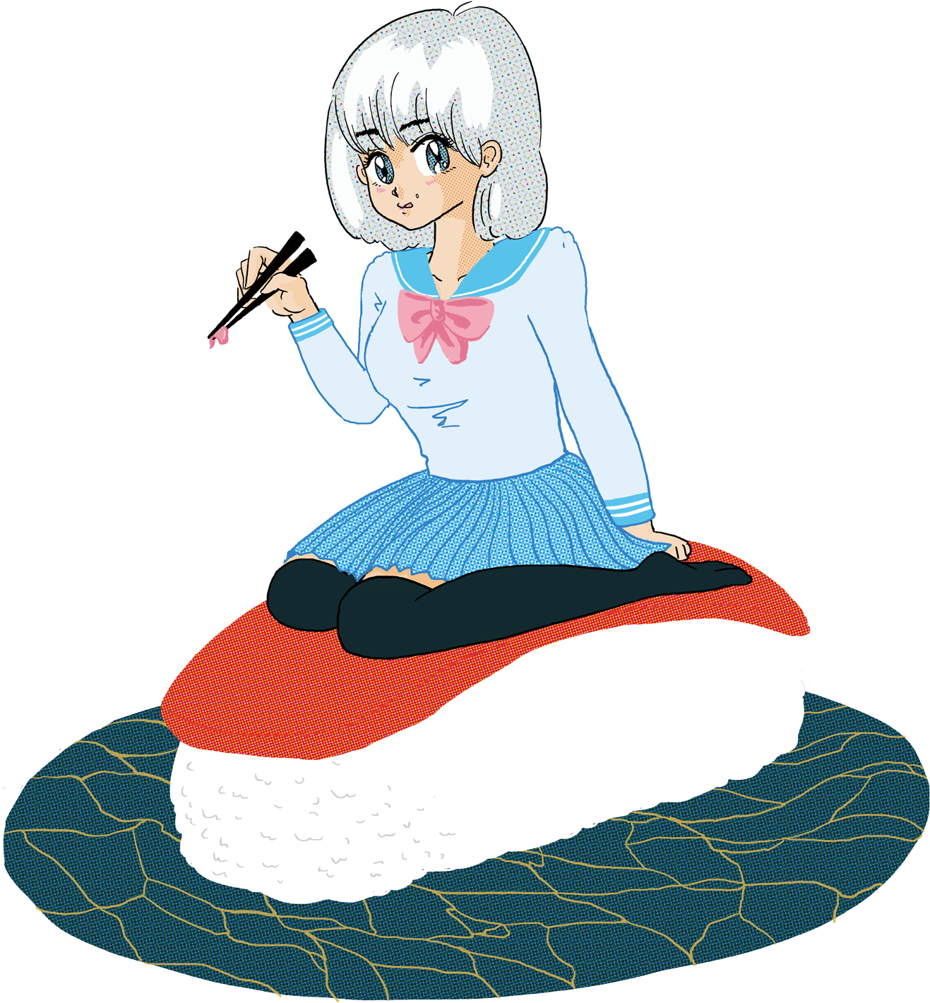 Sushi Girl - Cartoon Clipart (1367x1500), Png Download