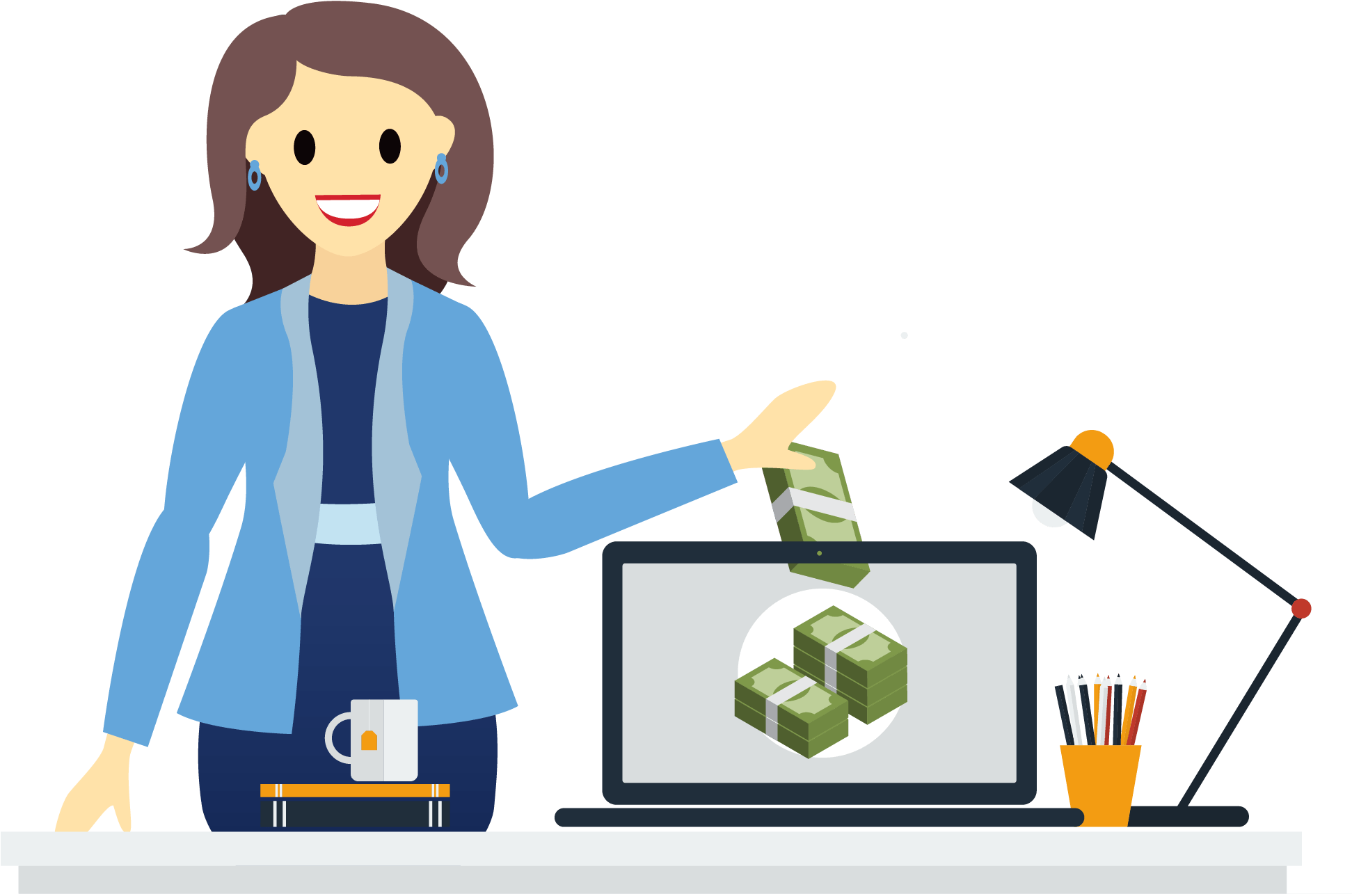 Sofia Drops Bundled Stacks Of Cash Into Her Laptop - Laptop Clipart (2000x1478), Png Download