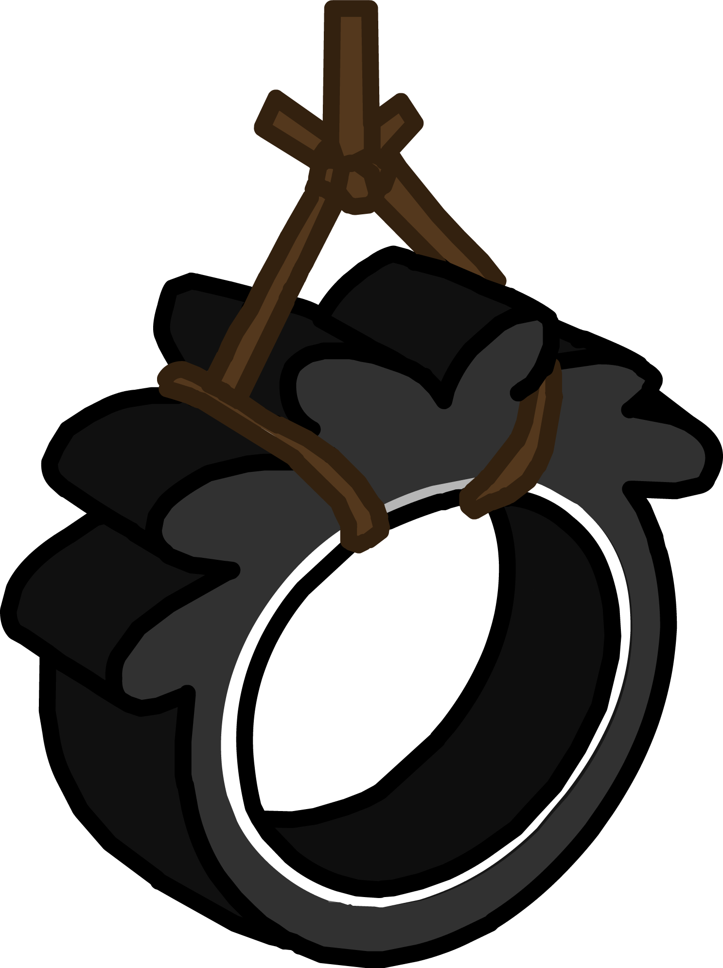 Puffle Tire Swing - Cross Clipart (1487x1992), Png Download