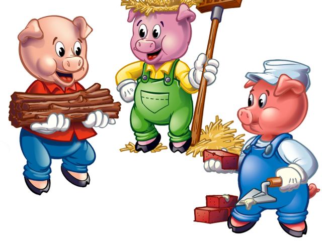 Love Wood Clipart Pig - 3 Little Pigs Clipart - Png Download (640x480), Png Download