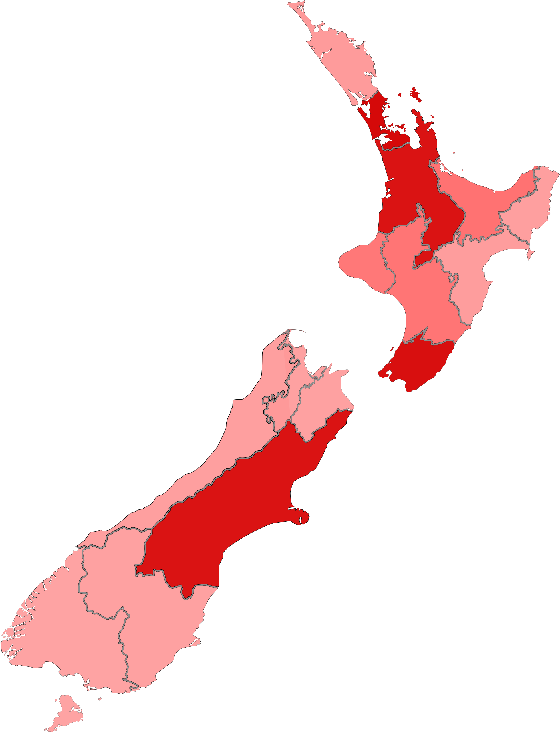 H1n1 New Zealand Map By Confirmed Cases - Passion Fruit Growing Nz Clipart (2000x2626), Png Download