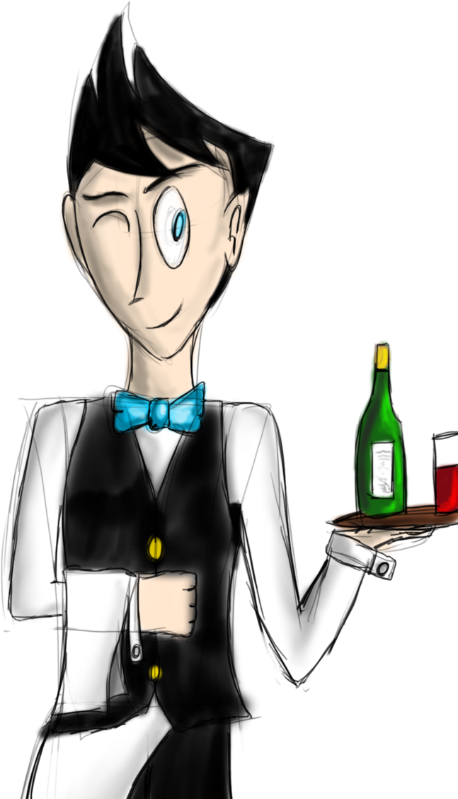 Waiter Chiro By Chirochick-d30xpii - Busy Waiter Cartoon Png Clipart (647x1128), Png Download