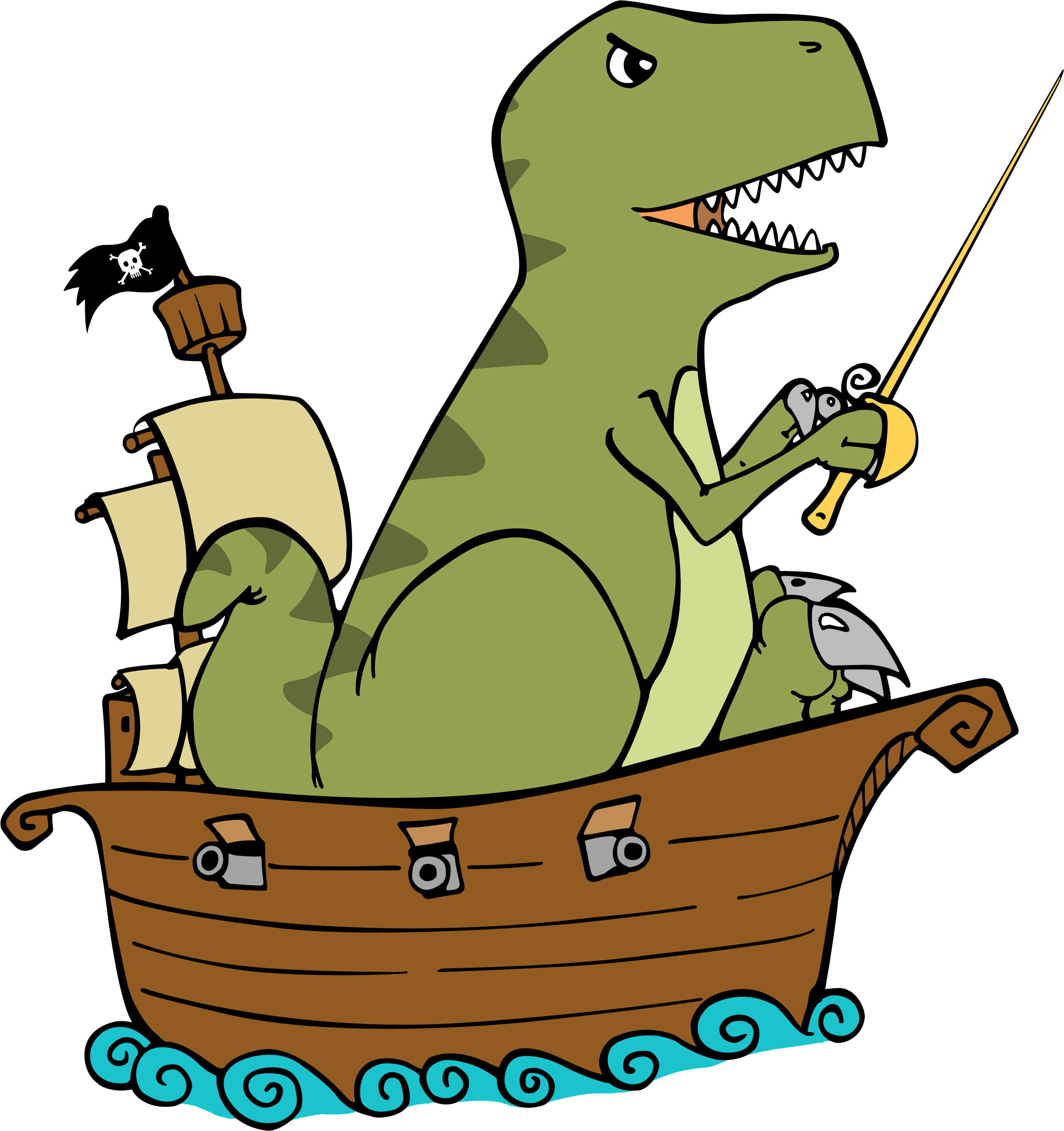 Pirates Clipart Dinosaur - Dinosaur Pirate, No Logo Throw Blanket - Png Download (3186x3342), Png Download