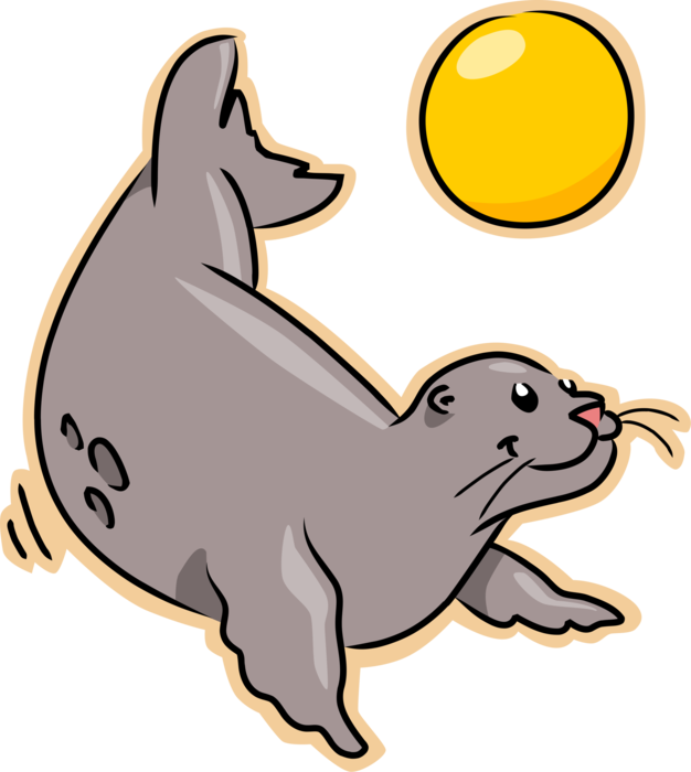 Seal Plays Beach Vector Image Illustration Of - Imagenes De Focas De Caricatura Clipart (626x700), Png Download