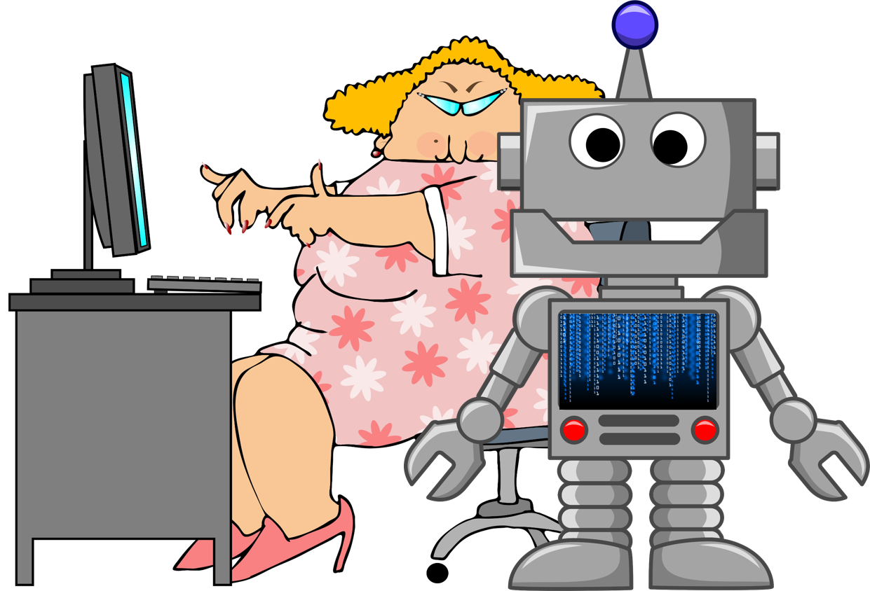Preparing To Work With Rather Than Be Displaced By - Fat Lady On Computer Clipart (1241x844), Png Download
