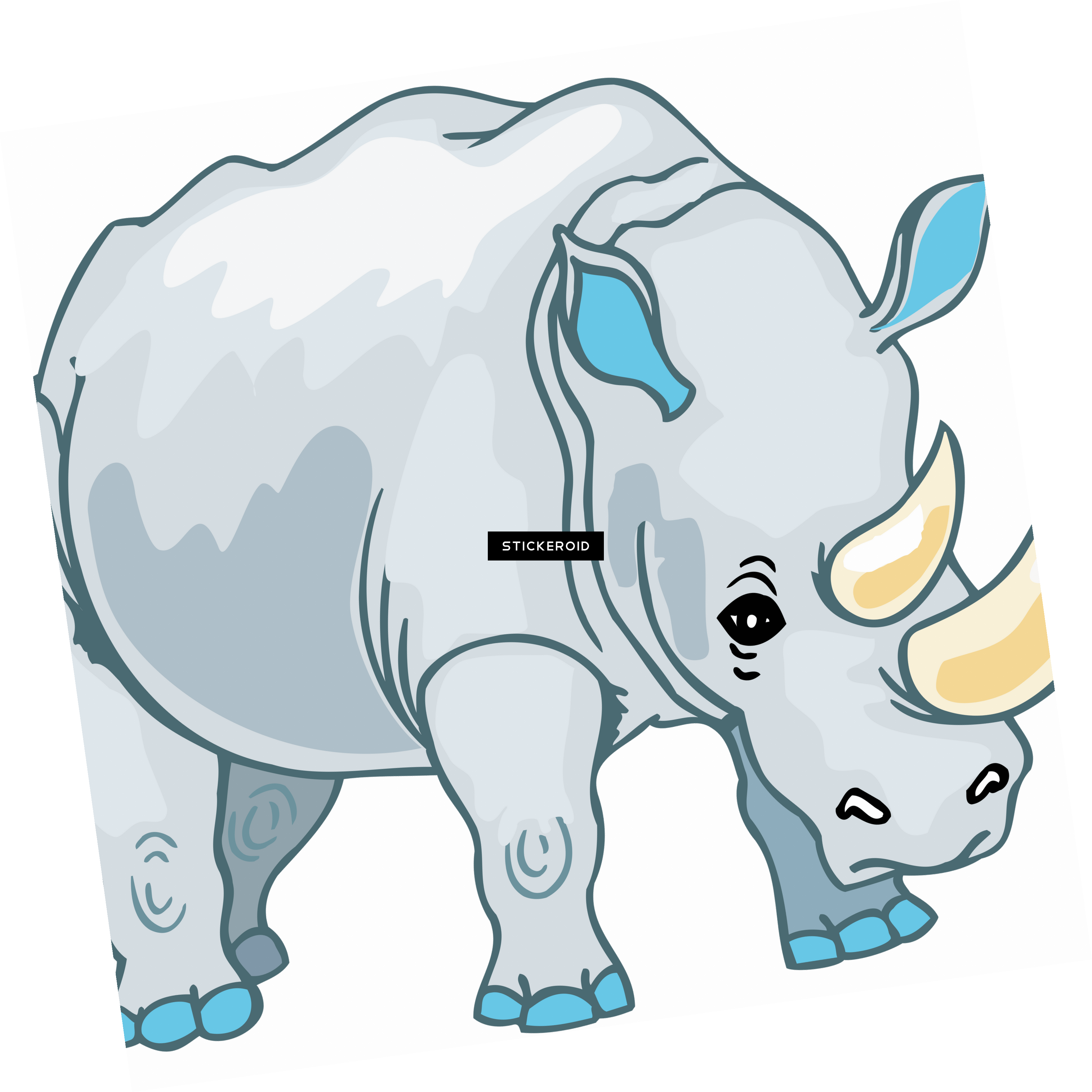 Rhino Cartoon - Portable Network Graphics Clipart (3387x3388), Png Download