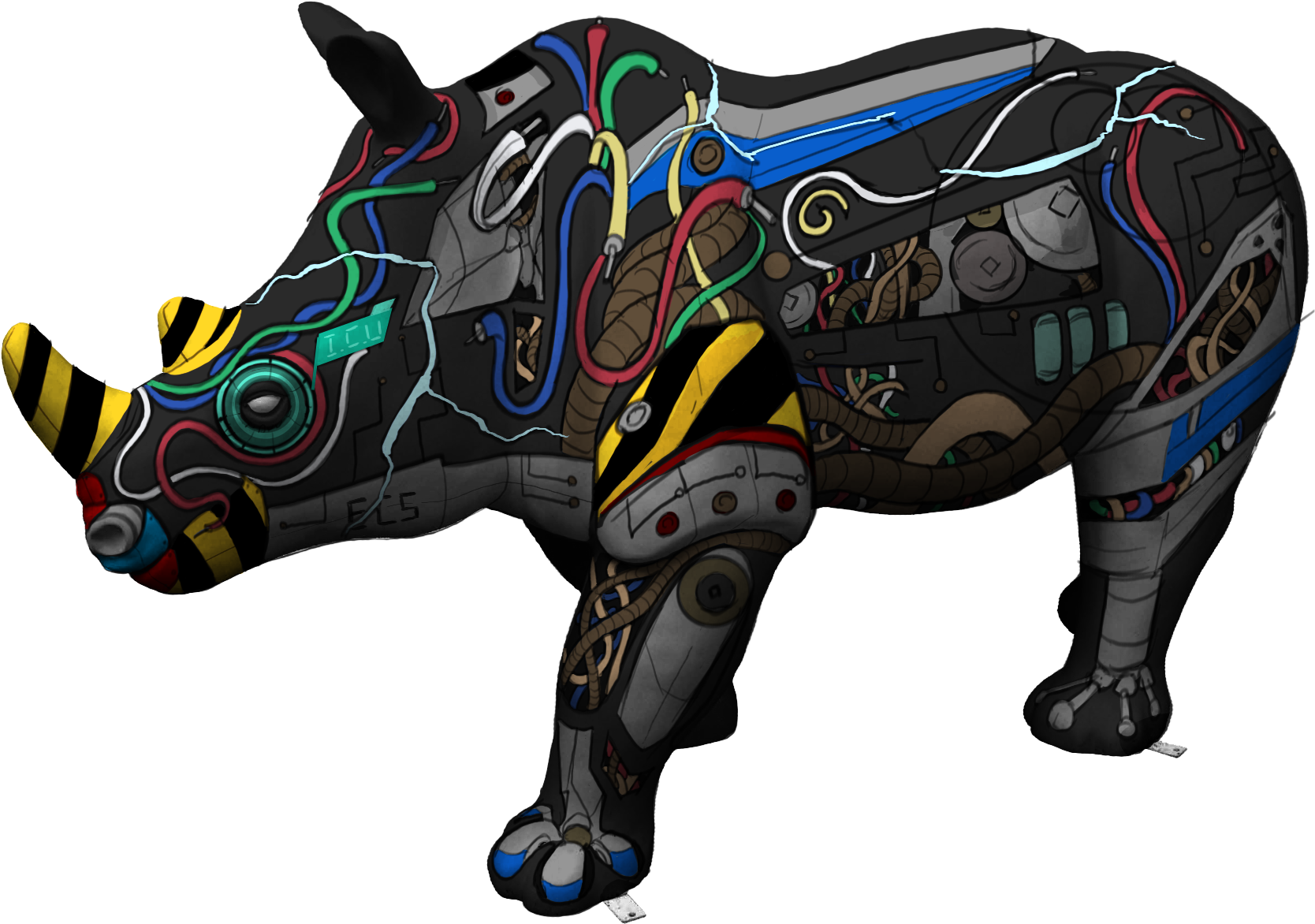 Erica The Rhino Has Escaped The Wild And Is Here On - Indian Rhinoceros Clipart (1721x1193), Png Download
