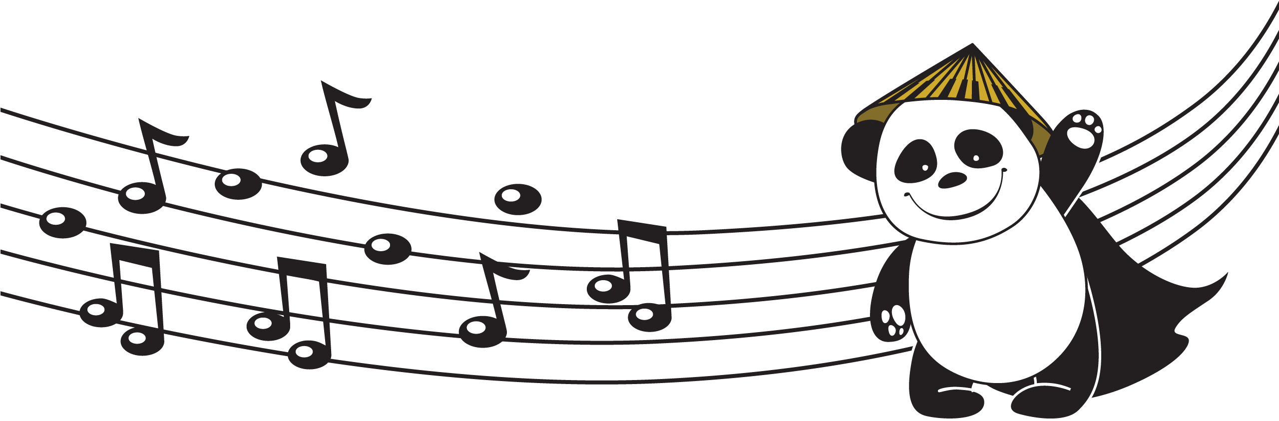 Piano Hero Panda - Piano Clipart (2560x960), Png Download