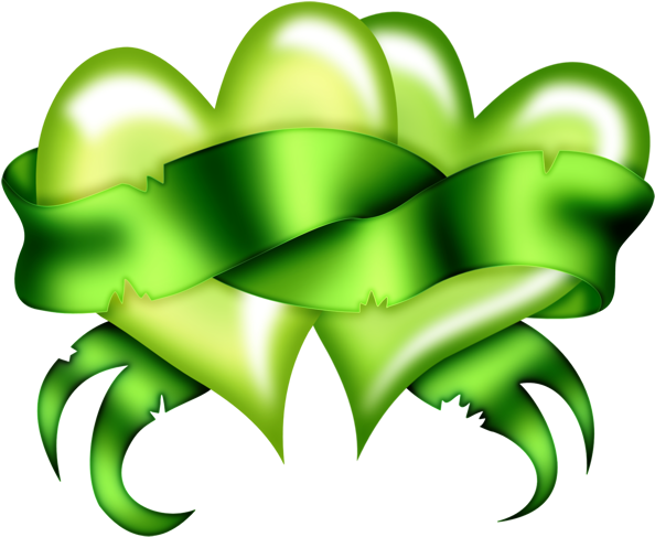 Lime Green Ribbon & Hearts - Clipart Green Hearts - Png Download (638x535), Png Download
