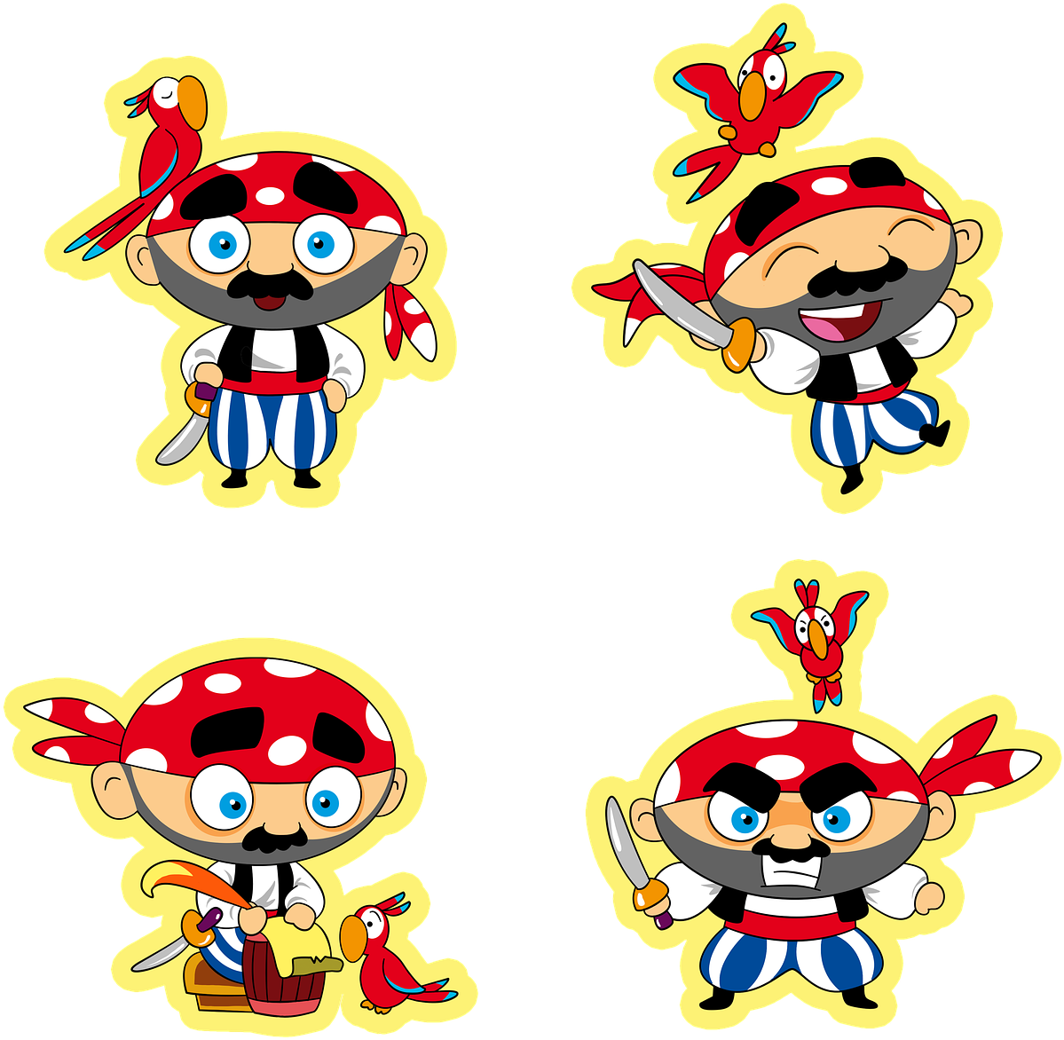 Sticker Pirate Parrot - Parrot Clipart (1280x1279), Png Download