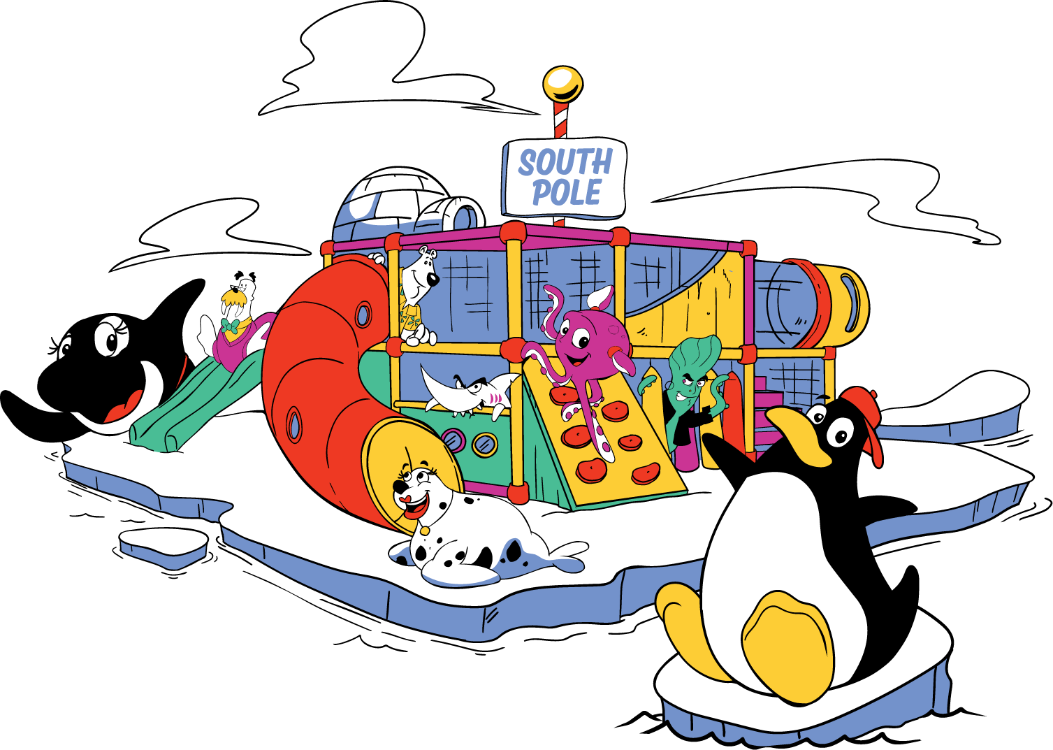 Ice Patch Hollow Gang On Their Playground - Ice Patch Hollow Indoor Playground Clipart (1507x1073), Png Download