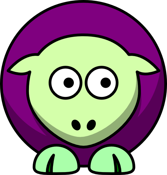 2 Toned Green And Purple Looking Right Clipart (570x596), Png Download