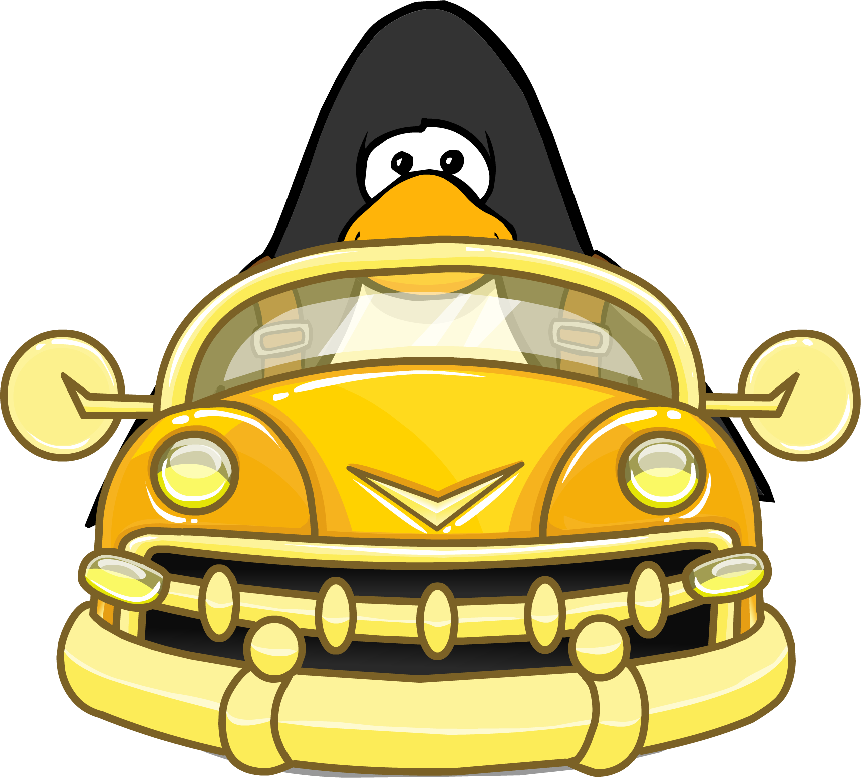 Golden Bumper Car On Player Card - Club Penguin Car Clipart (1719x1554), Png Download