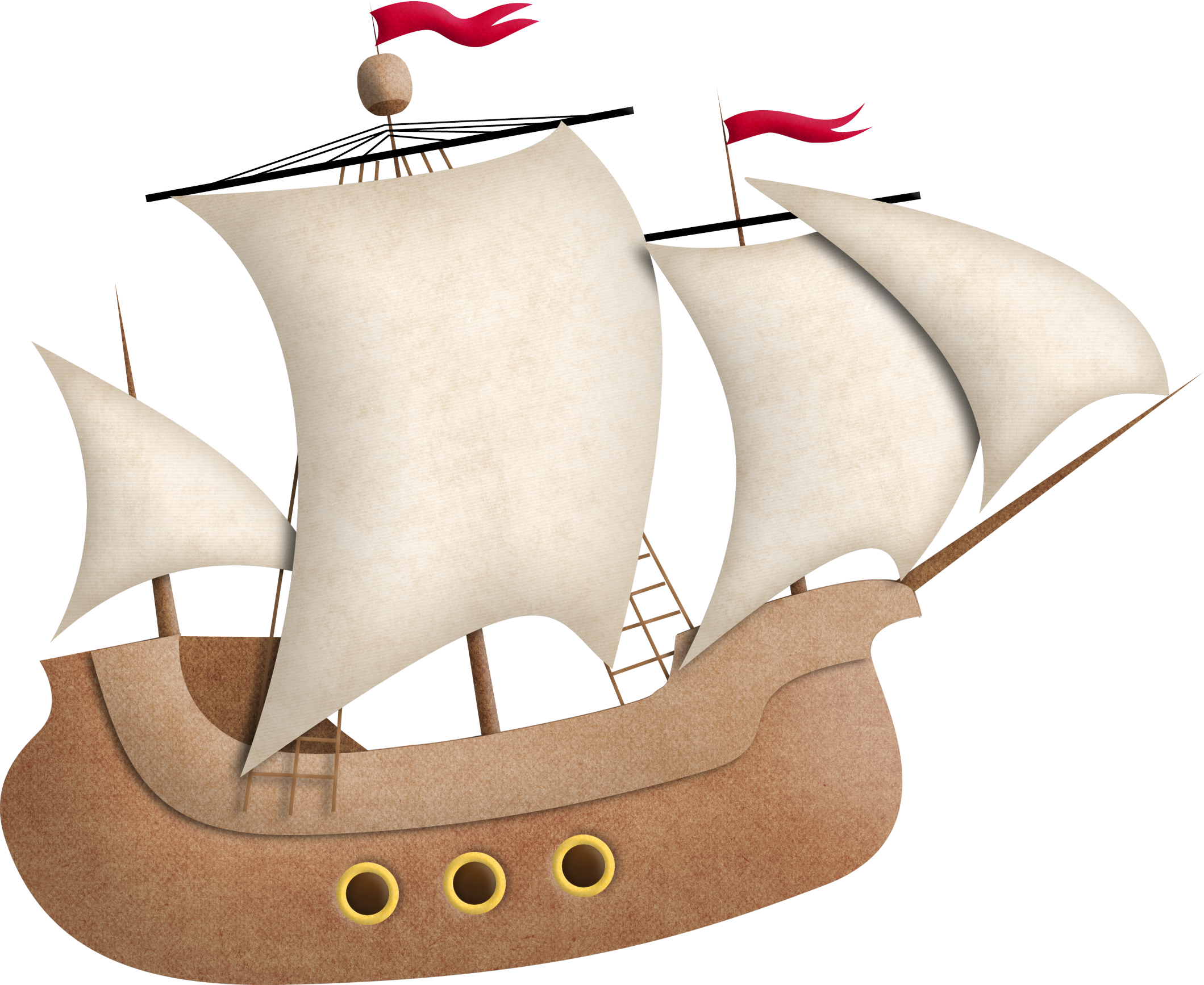 B *✿*high Seas - Парусник Нарисованный Пнг Clipart (1280x1047), Png Download