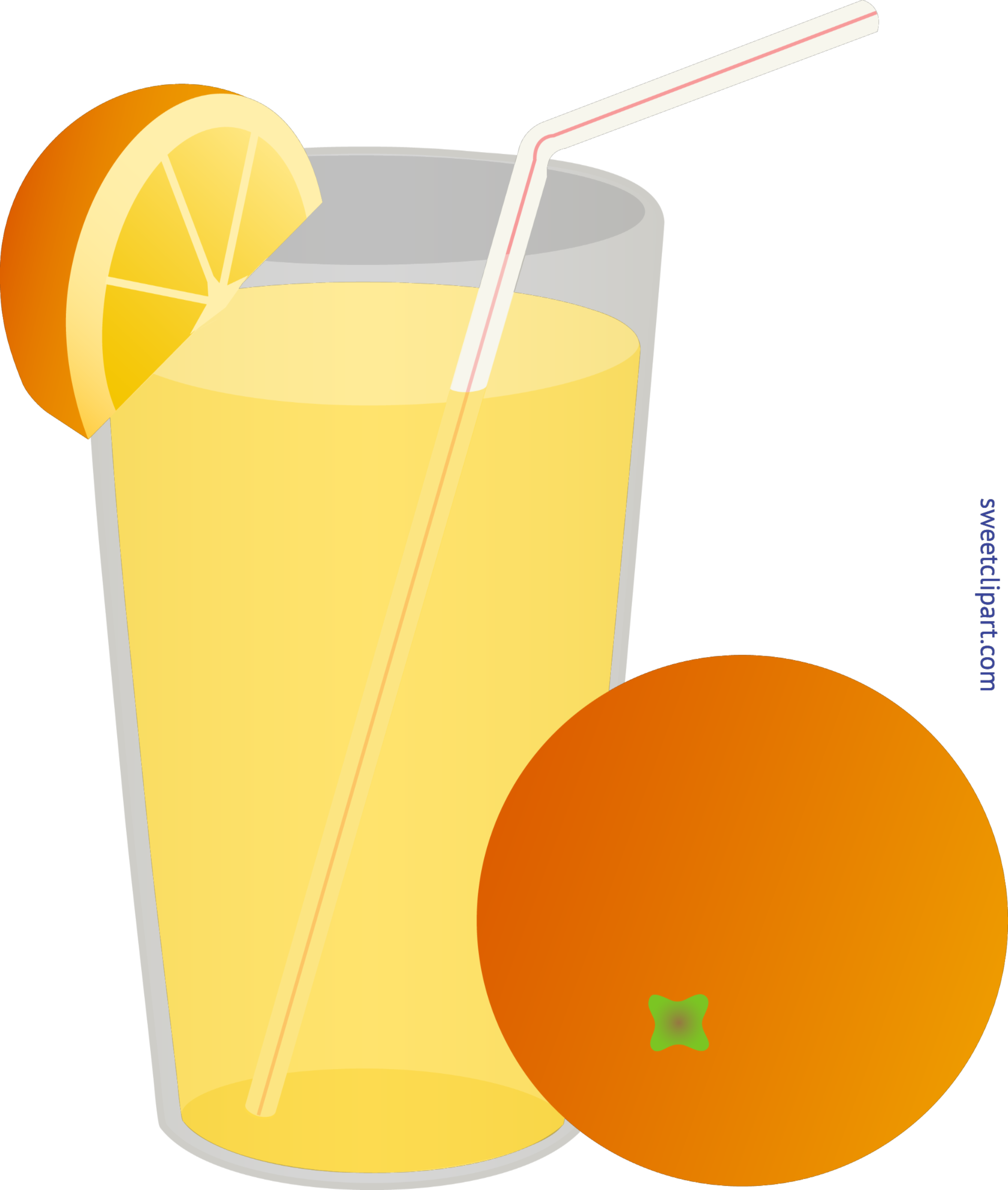 Clipart Free Stock Orange Whole Wedge Clip Art Sweet - Orange Juice Art - Png Download (4766x5628), Png Download