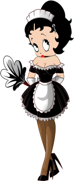 Maid Outfit Black And White Pictures - Betty Boop House Cleaning Clipart (495x783), Png Download