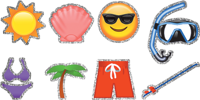 Emoji Beach Glitter Stock Transfer - Beach Clipart (675x675), Png Download