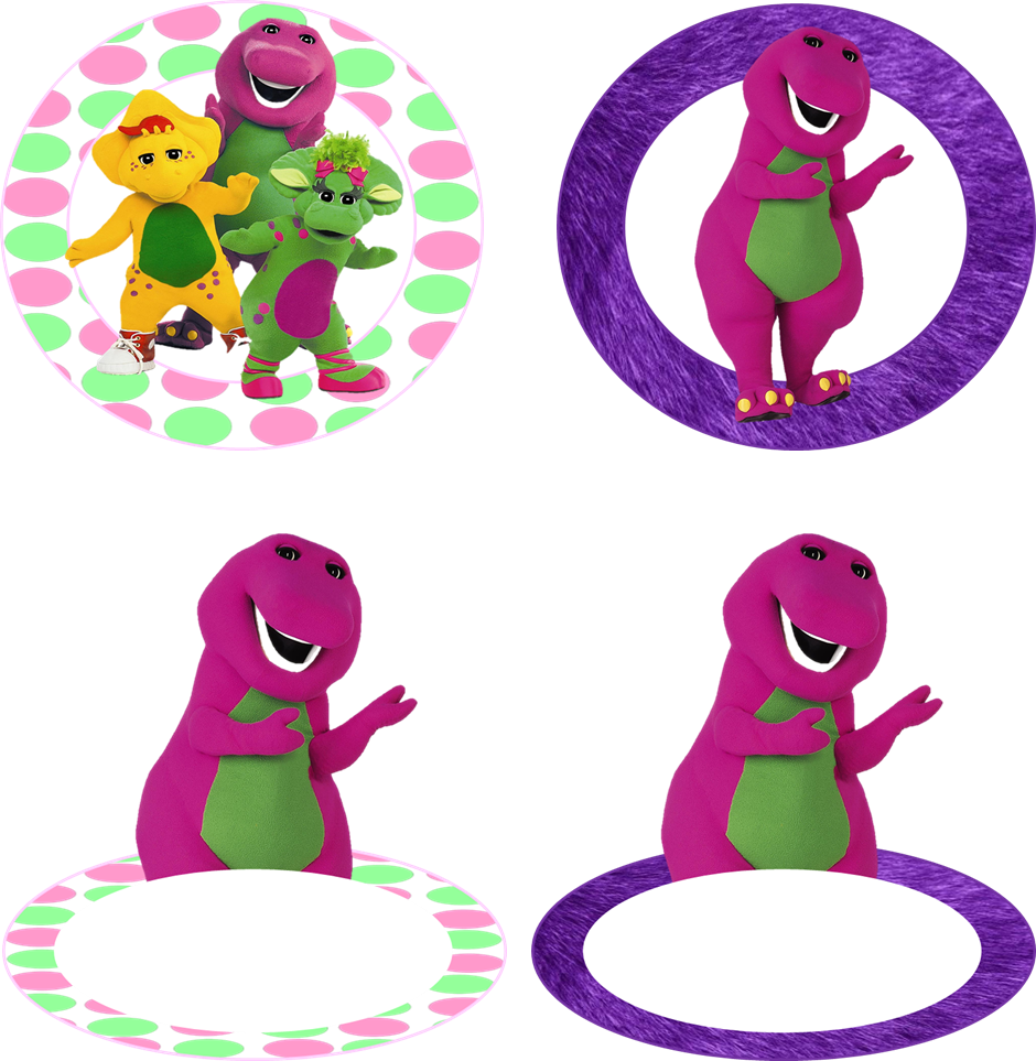 Barney Birthday Party Decorations & Name Tags - Barney Name Tag Clipart (940x963), Png Download