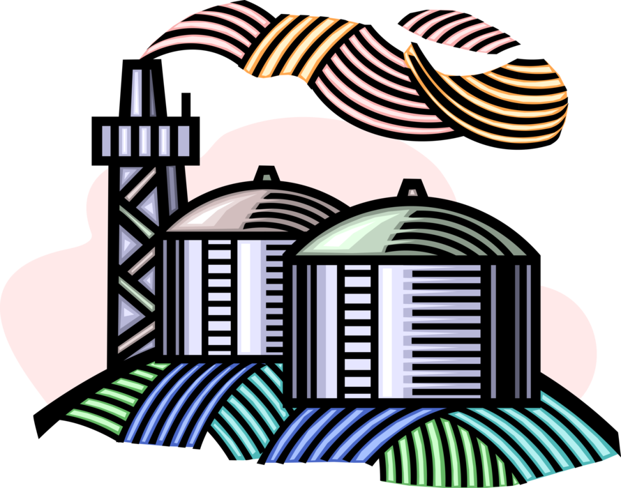 Refinery With Gas Tanks - Chaminés De Fabrica Png Clipart (890x700), Png Download