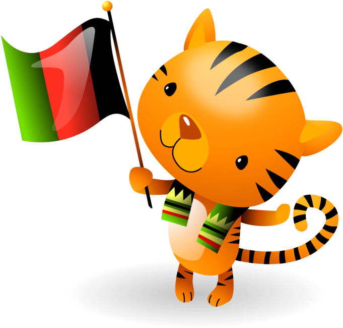 Kwanzaa Flag Waving Tiger Cub - Vector Graphics Clipart (716x700), Png Download