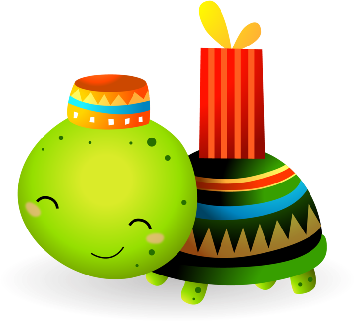 Kwanzaa Baby Turtle Bringing Zawadi - Vector Graphics Clipart (817x700), Png Download