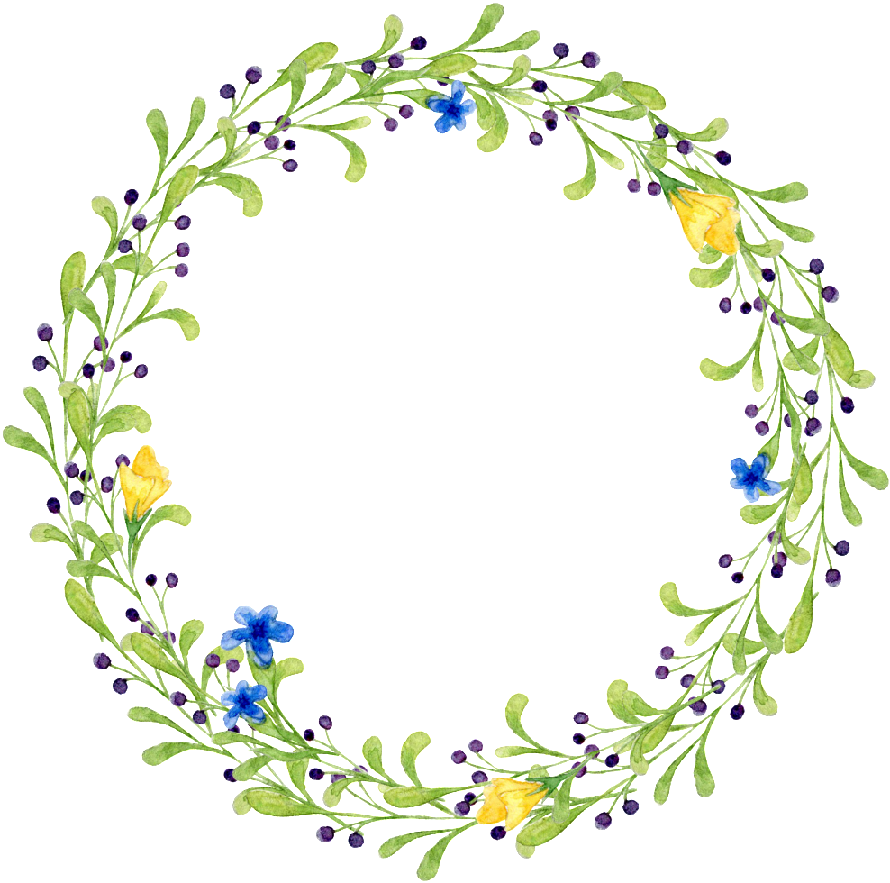Fresh Light Colored Leaves Hand Drawn Garland Decorative - Wreath Clipart (1024x1024), Png Download